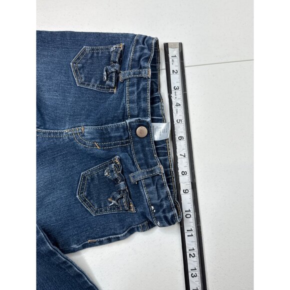 Gymboree Girls 5 Bootcut Jeans 🩵 Bow Pocket Detail Dark Blue Denim - Picture 11 of 11